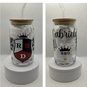RBD Rebelde Glass Cup w/ Lid and Glass Straw 16 oz